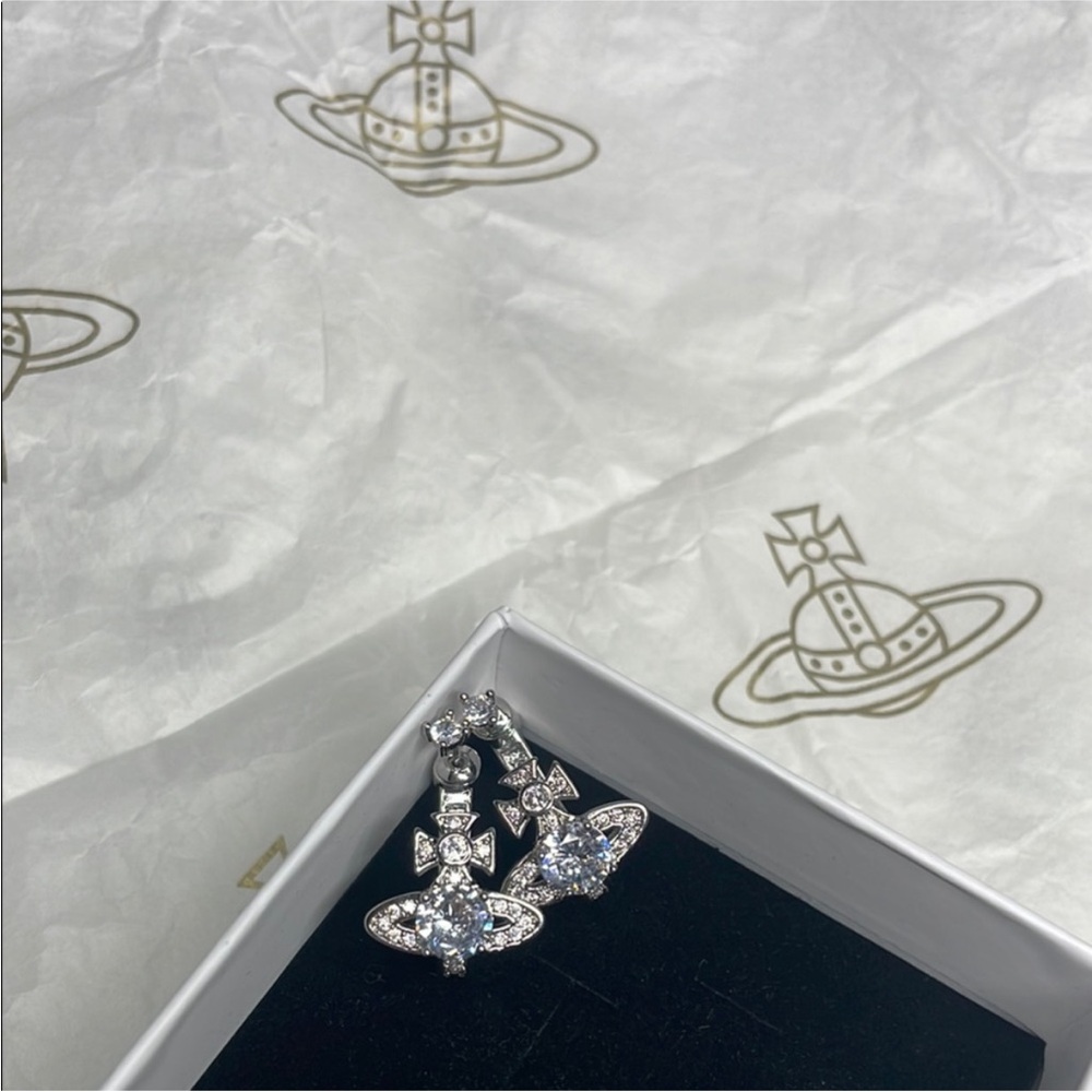 Vivienne Westwood Silver Crystal Orb Earrings